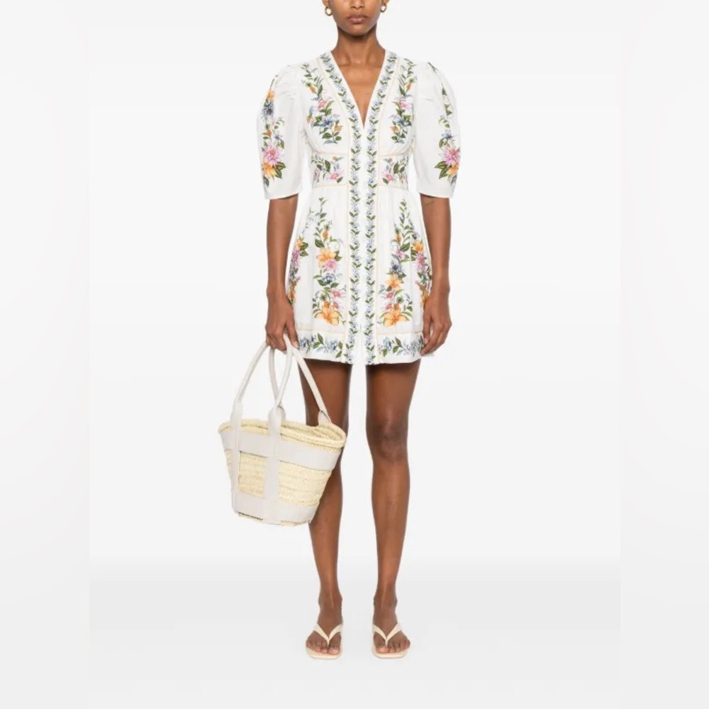 FARM Rio White Floral Embroidered Dress